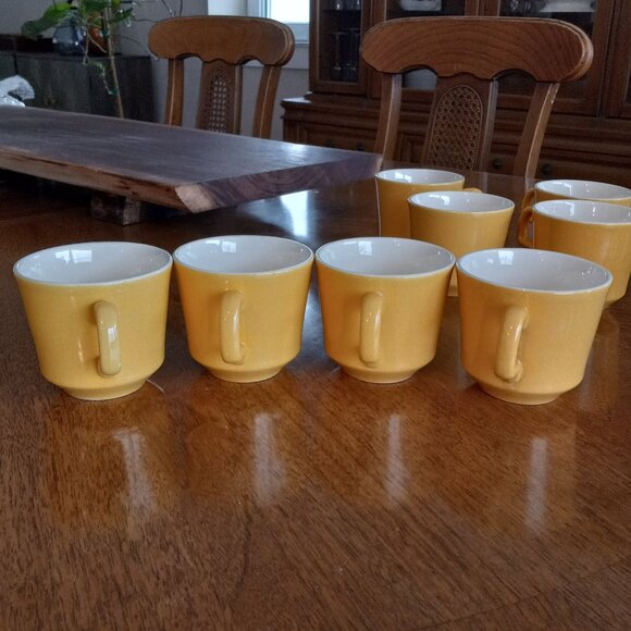 Vintage Yellow Royal China Sierra Madre Ironstone Coffee Cups Set of 8 - Picture 12 of 16
